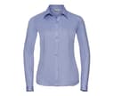 RUSSELL COLLECTION LADIES' LONG SLEEVE TAILORED HERRINGBONE SHIRT LIGHT BLUE