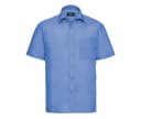 RUSSELL COLLECTION MEN'S SHORT SLEEVE CLASSIC POLYCOTTON POPLIN SHIRT CORPORATE BLUE