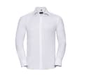 RUSSELL COLLECTION MEN'S LONG SLEEVE TAILORED HERRINGBONE SHIRT WHITE