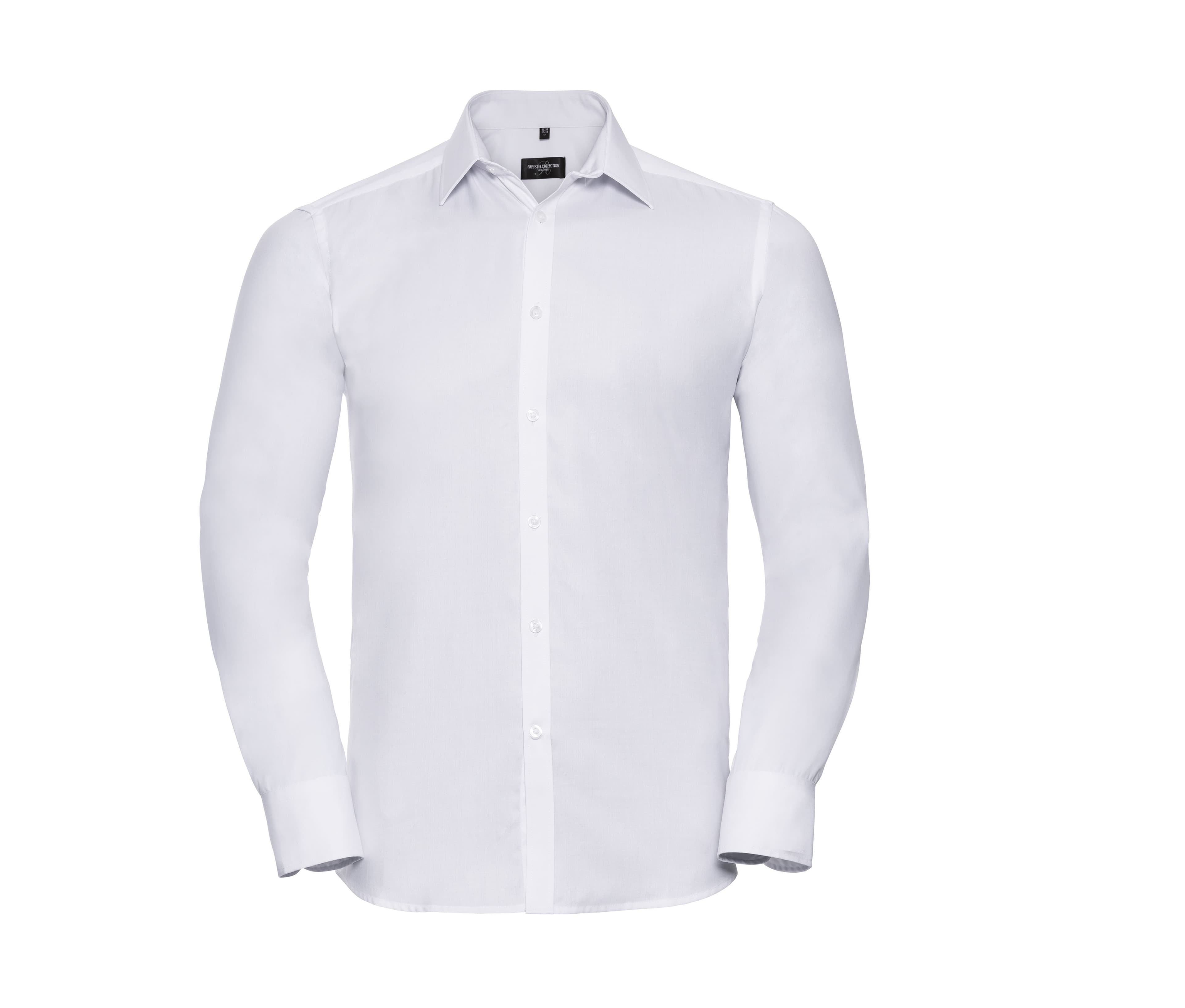MEN'S LONG SLEEVE TAILORED HERRINGBONE SHIRT WHITE