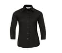 RUSSELL COLLECTION LADIES' 3/4 SLEEVE FITTED STRETCH SHIRT BLACK