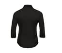 RUSSELL COLLECTION LADIES' 3/4 SLEEVE FITTED STRETCH SHIRT BLACK
