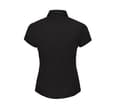 RUSSELL COLLECTION LADIES' SHORT SLEEVE FITTED STRETCH SHIRT BLACK