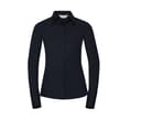 RUSSELL COLLECTION LADIES' LONG SLEEVE FITTED ULTIMATE STRETCH SHIRT BRIGHT NAVY