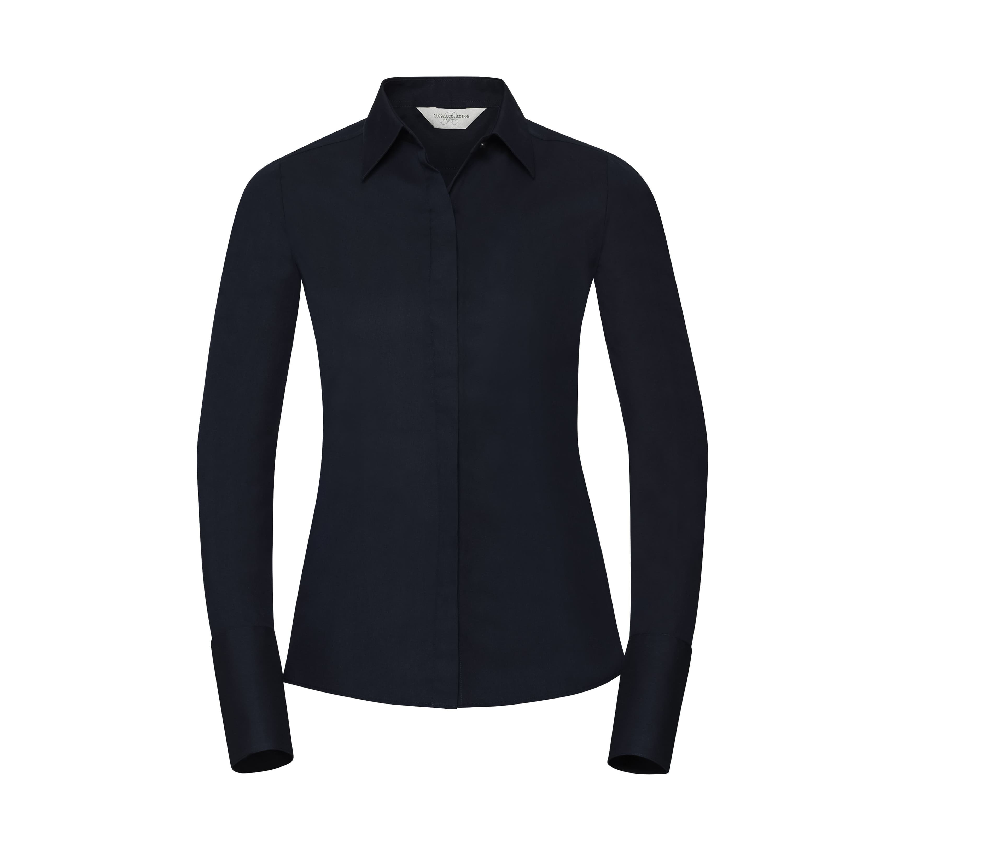 LADIES' LONG SLEEVE FITTED ULTIMATE STRETCH SHIRT BRIGHT NAVY