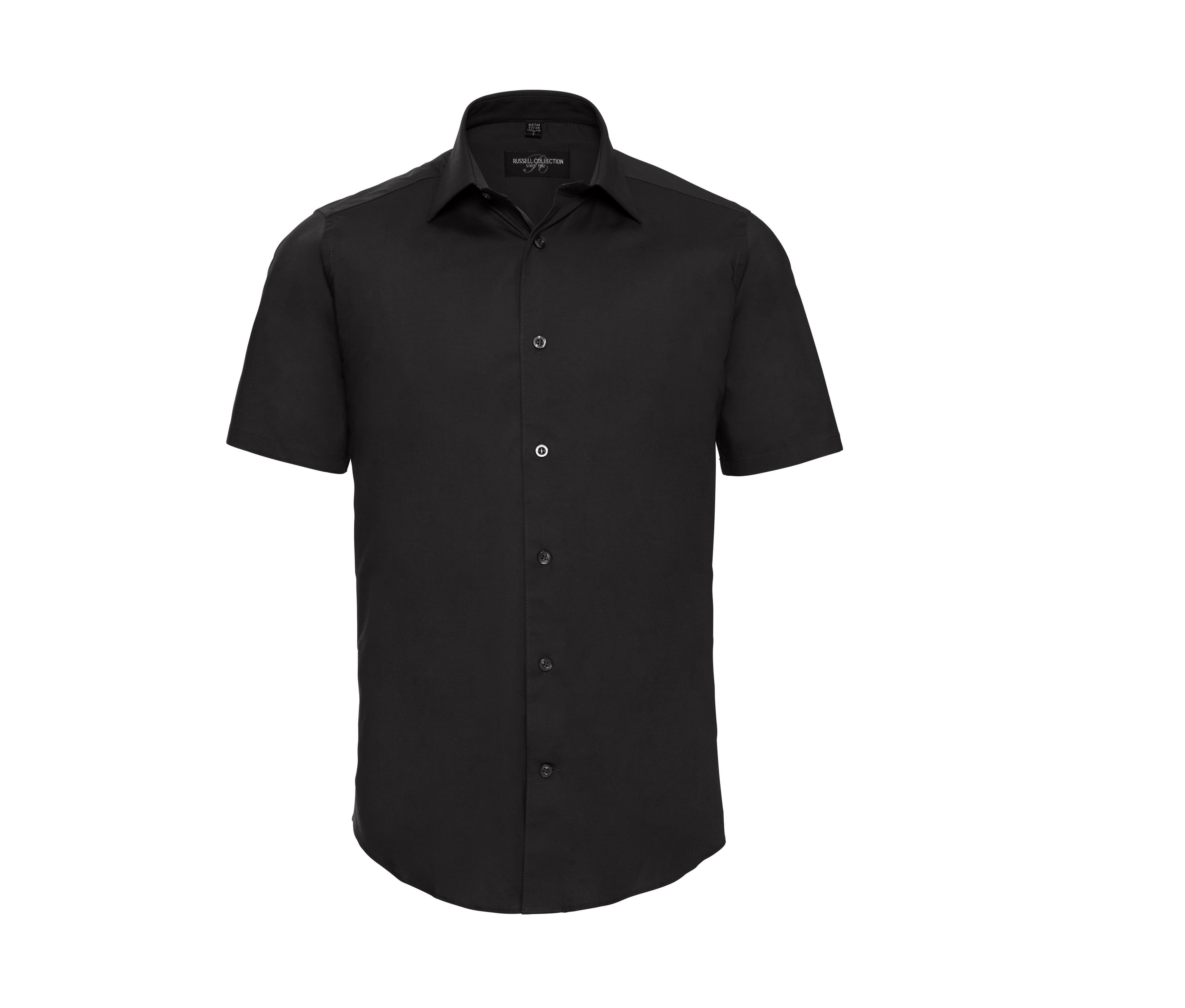 MEN'S SHORT SLEEVE FITTED STRETCH SHIRT BLACK