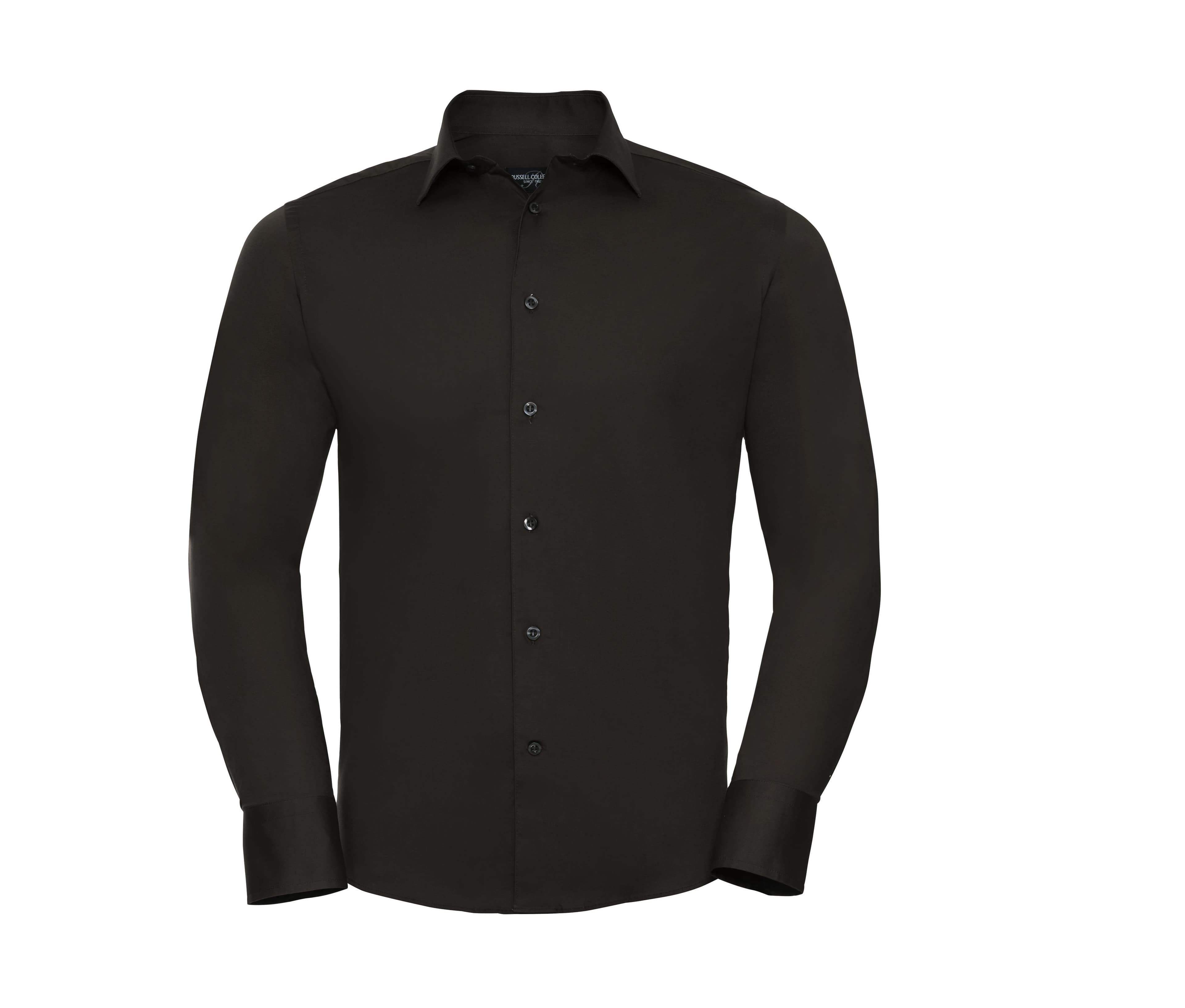 MEN'S LONG SLEEVE FITTED STRETCH SHIRT CHOCOLATE