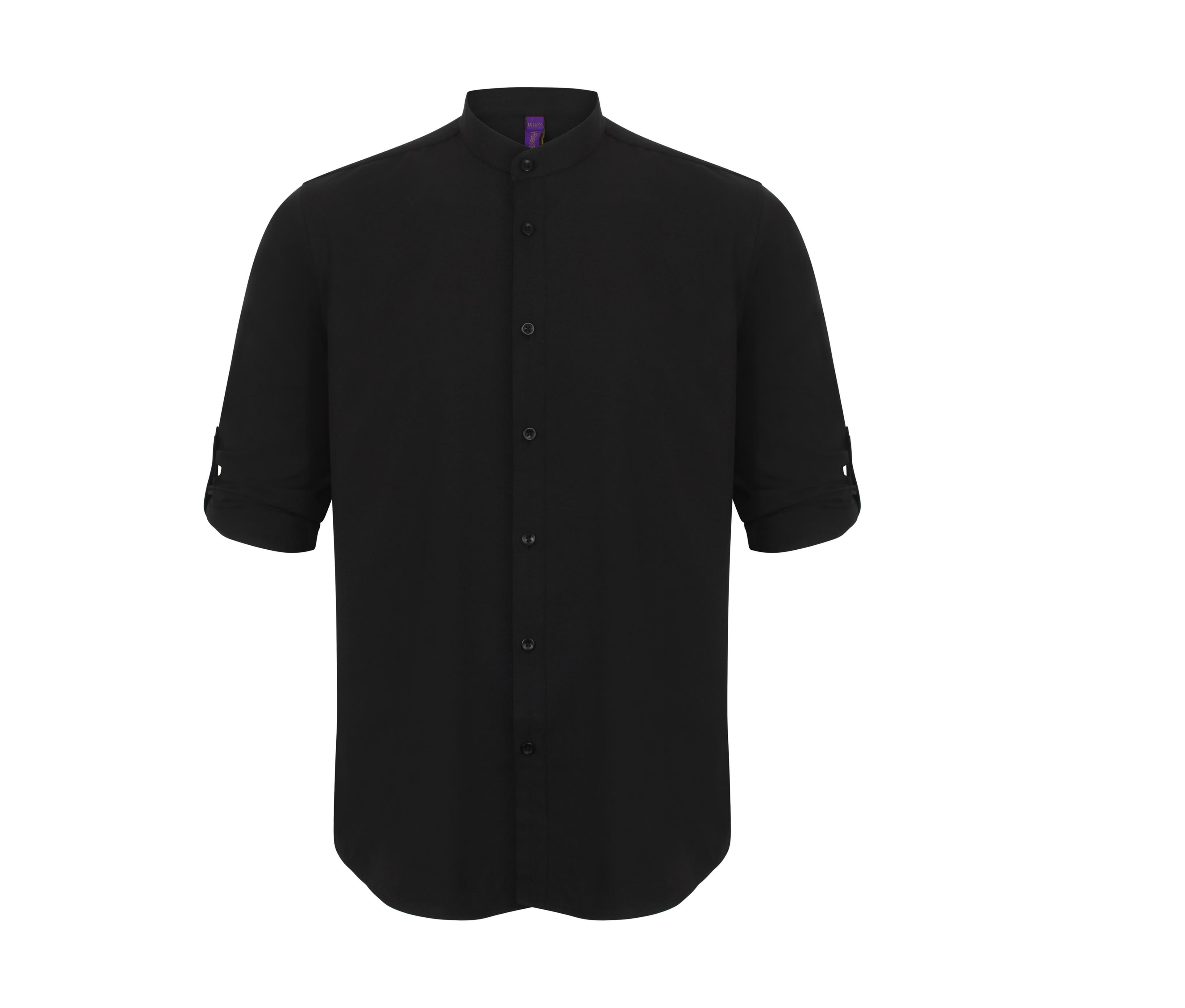 Chemise homme col mao BLACK