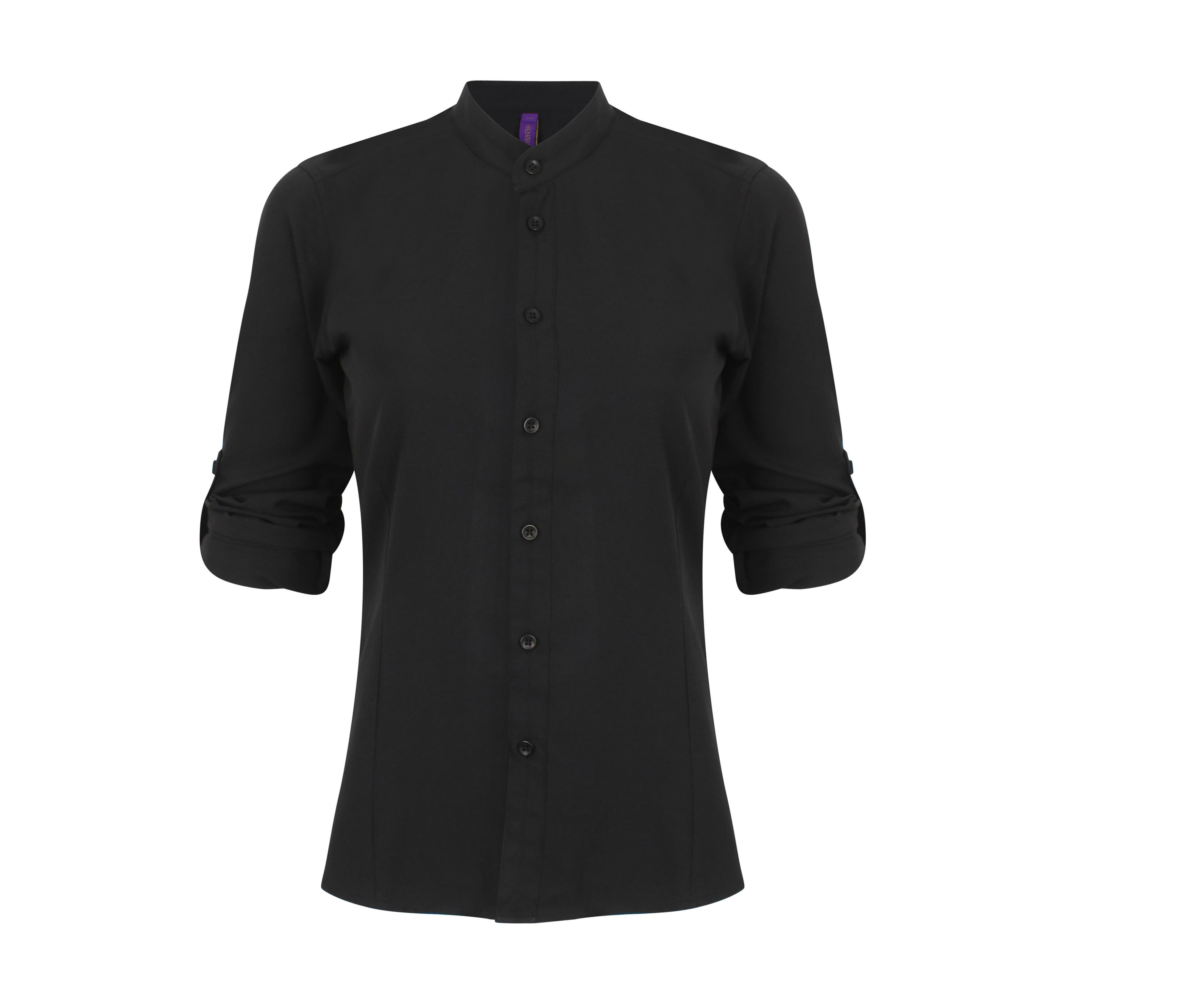Chemise femme col mao BLACK