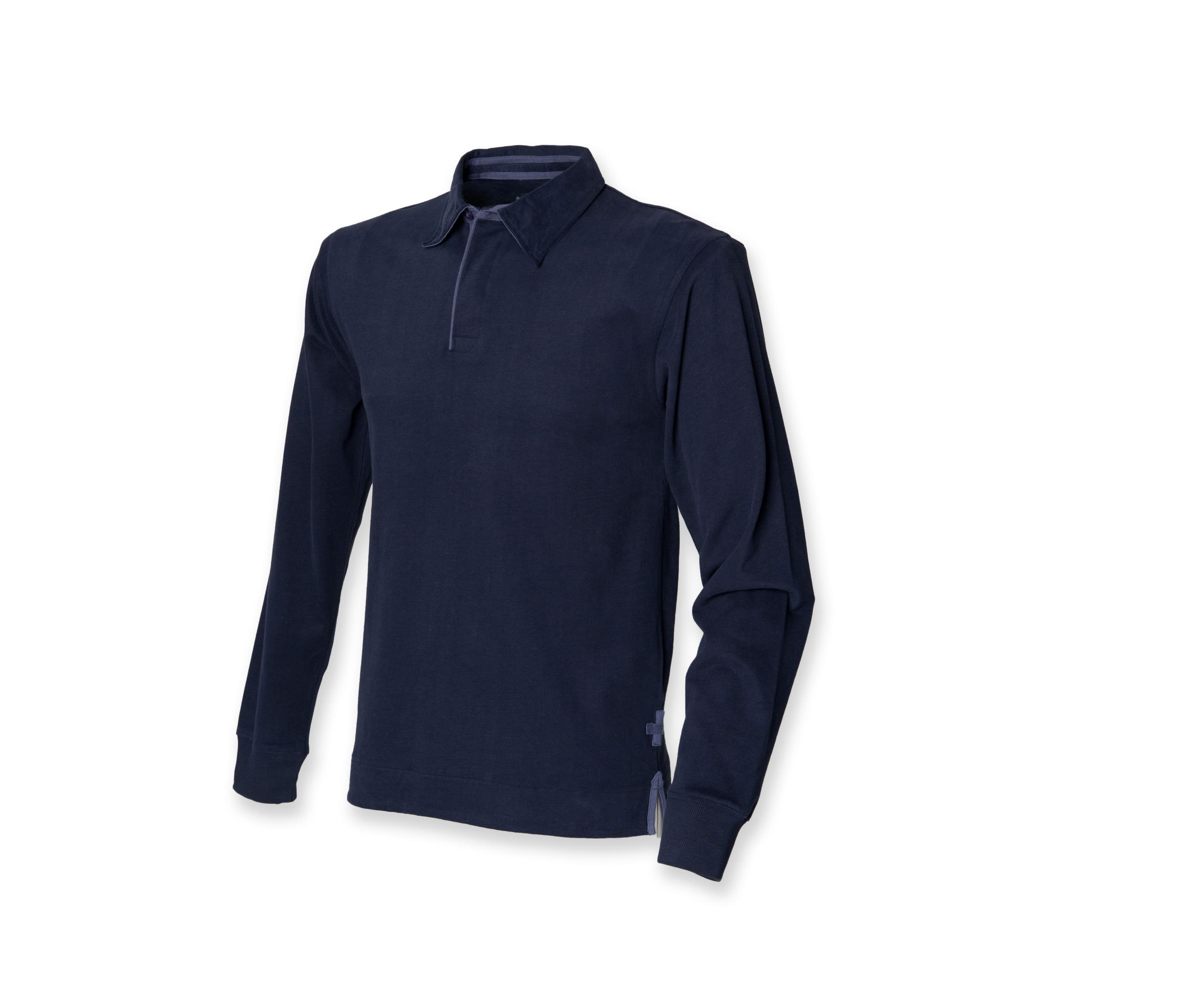 Polo coton émerisé manches longues NAVY