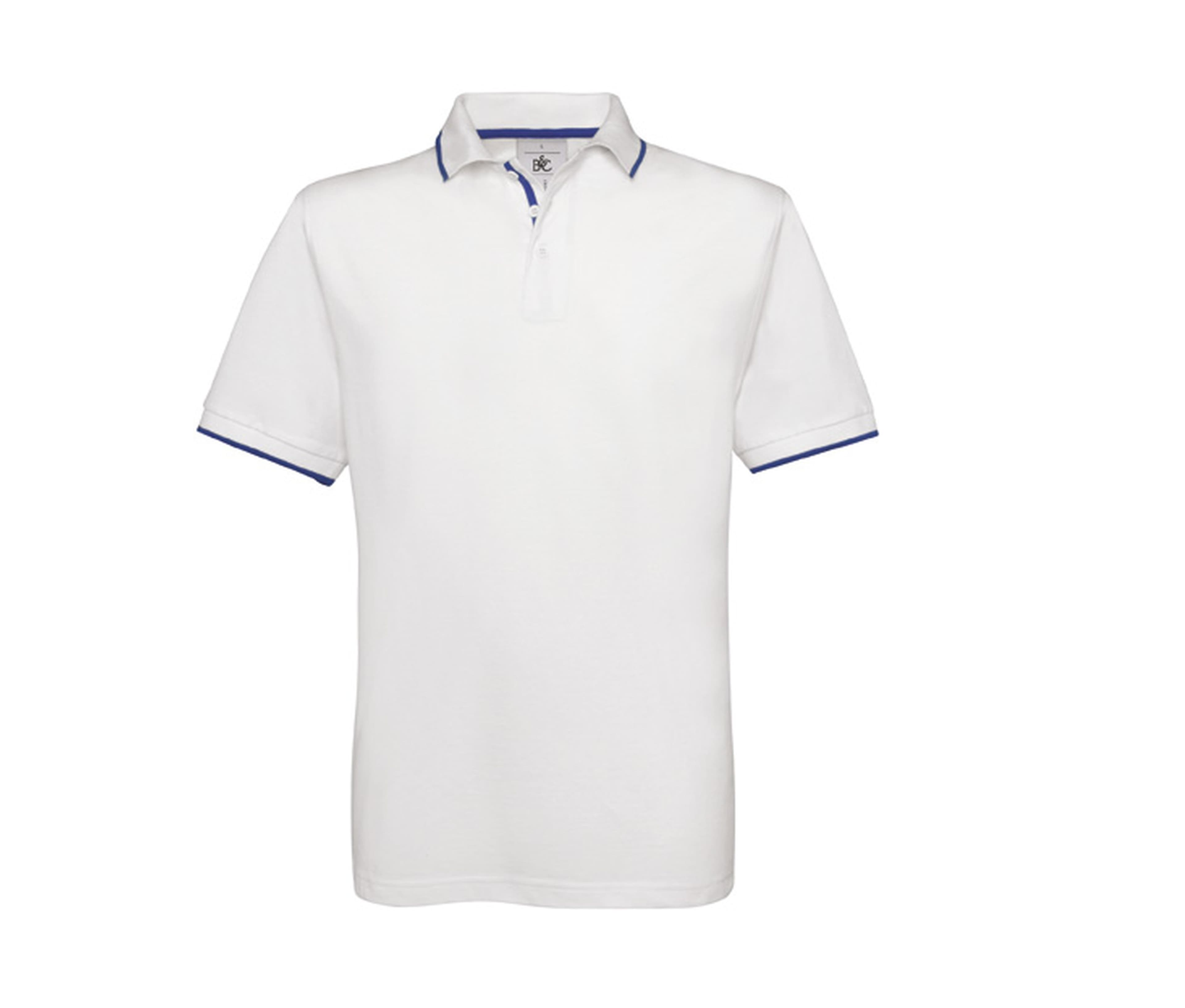 Polo coton col et manches contrastés WHITE/ROYAL BLUE