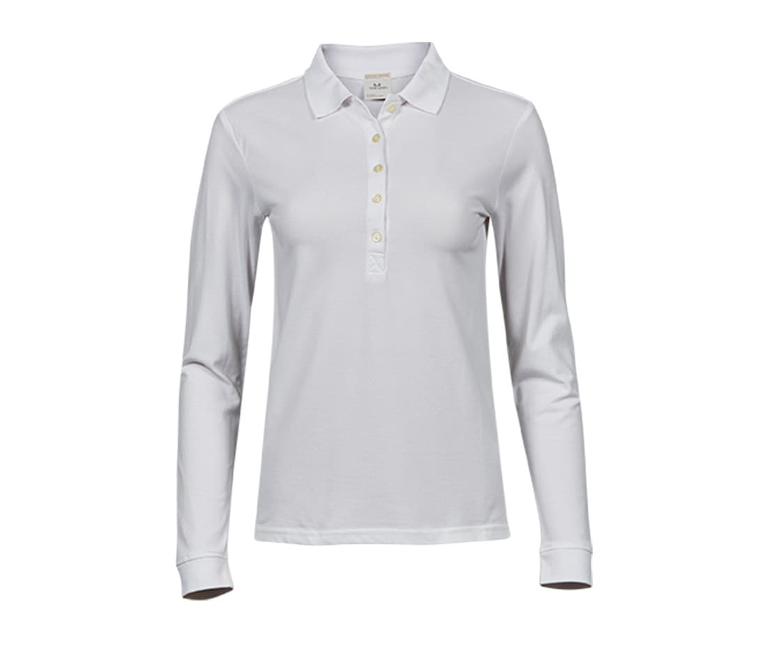 Polo stretch manches longues femme WHITE