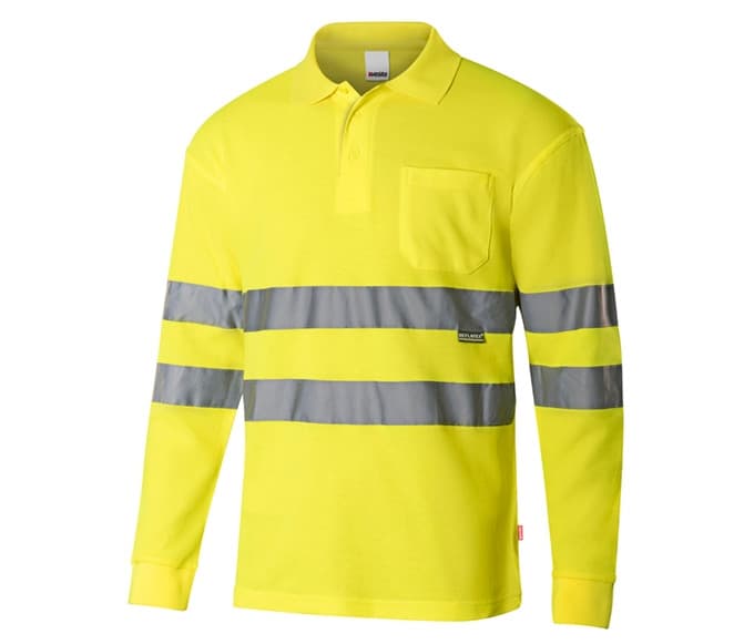 POLO MANCHES LONGUES HAUTE VISIBILITÉ EN COTON/POLYESTER FLUO YELLOW