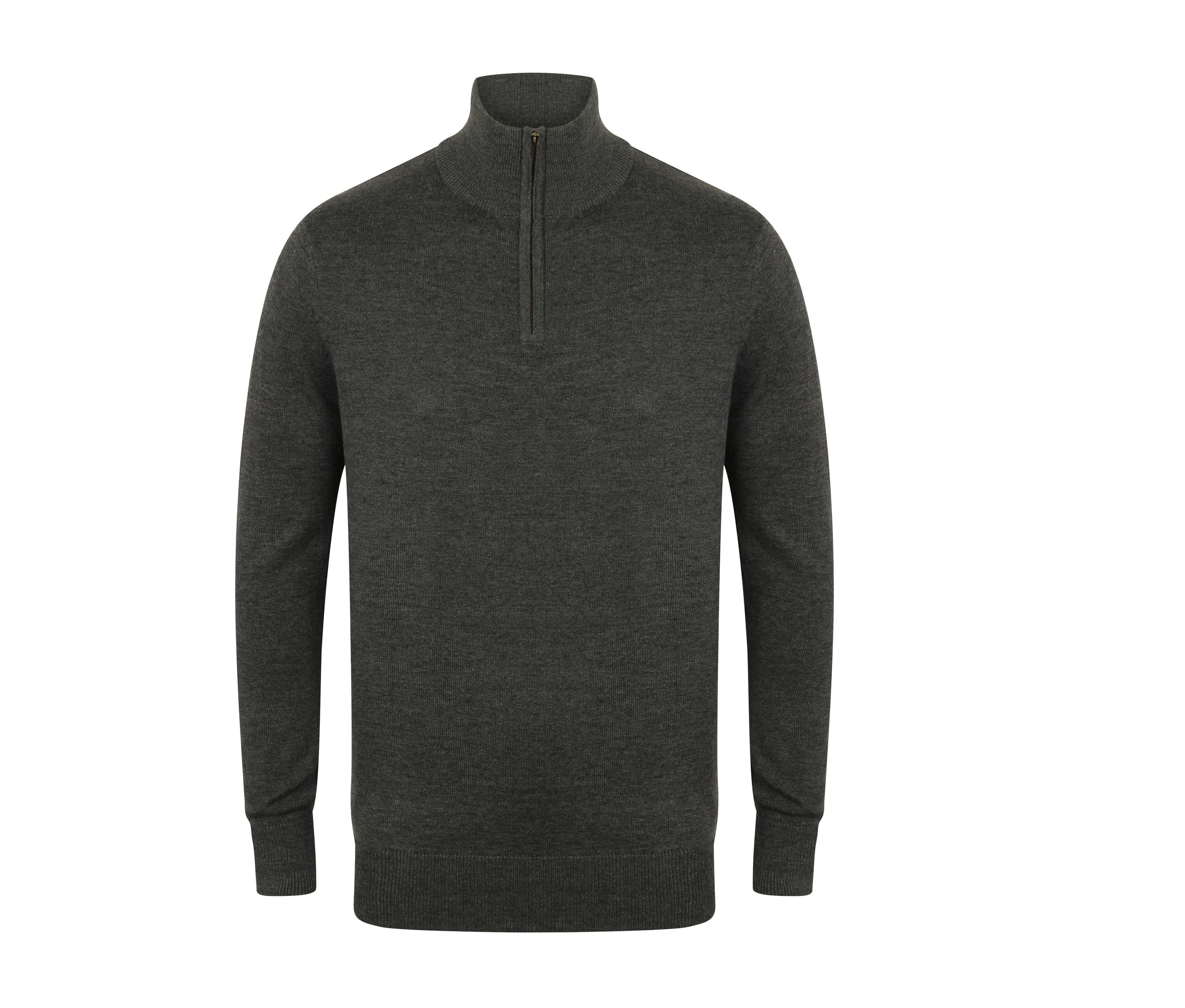 Pull col zippé GREY MARL