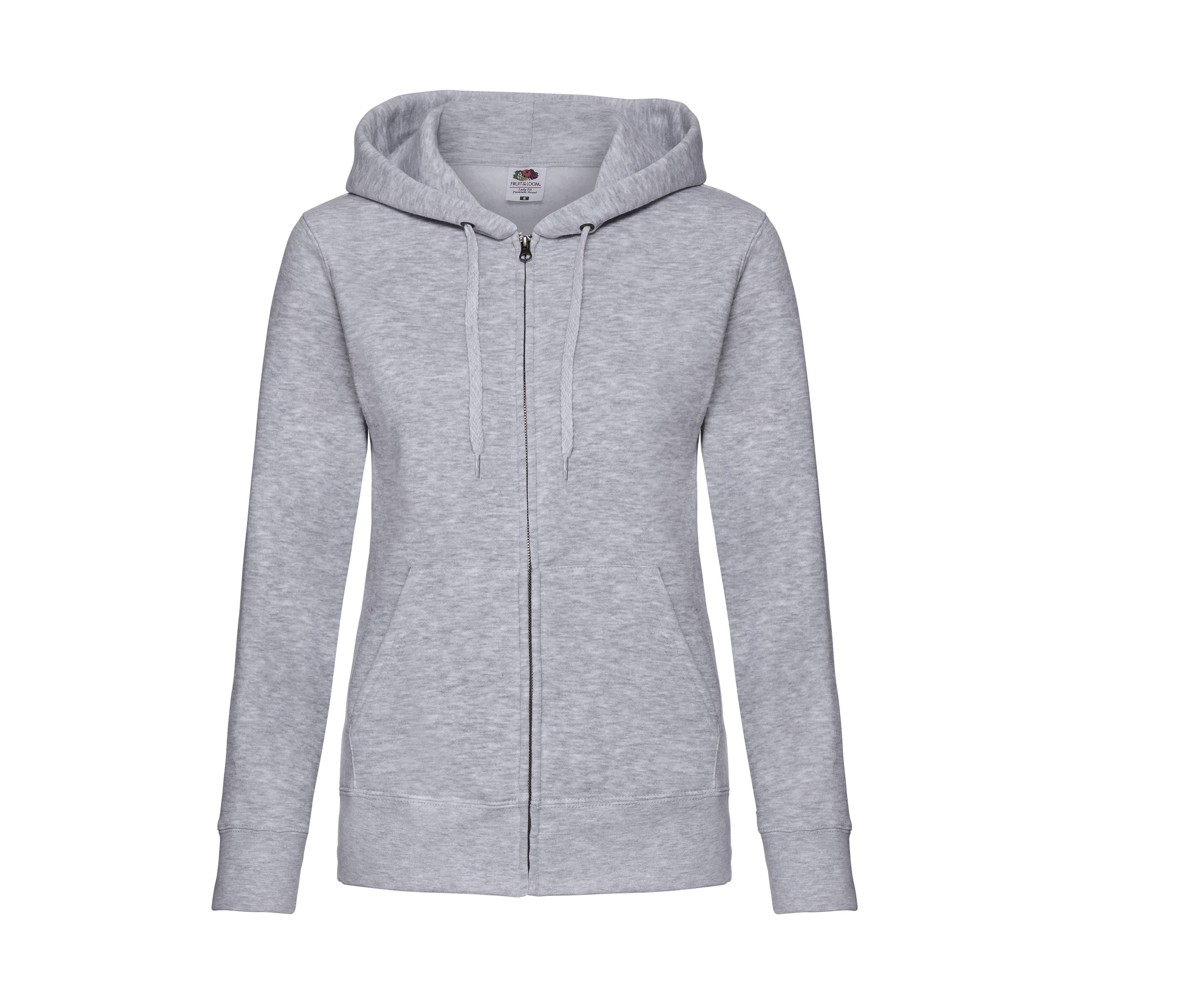 Sweat capuche grand zip femme HEATHER GREY