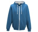 JUST HOODS Sweat capuche zippé contrasté SAPPHIRE BLUE/HEATHER GREY