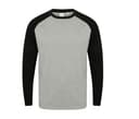 SF CLOTHING Tee-shirt baseball manches longues HEATHER GREY/BLACK