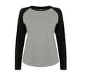 SF CLOTHING Tee-shirt baseball manches longues femme HEATHER GREY/BLACK
