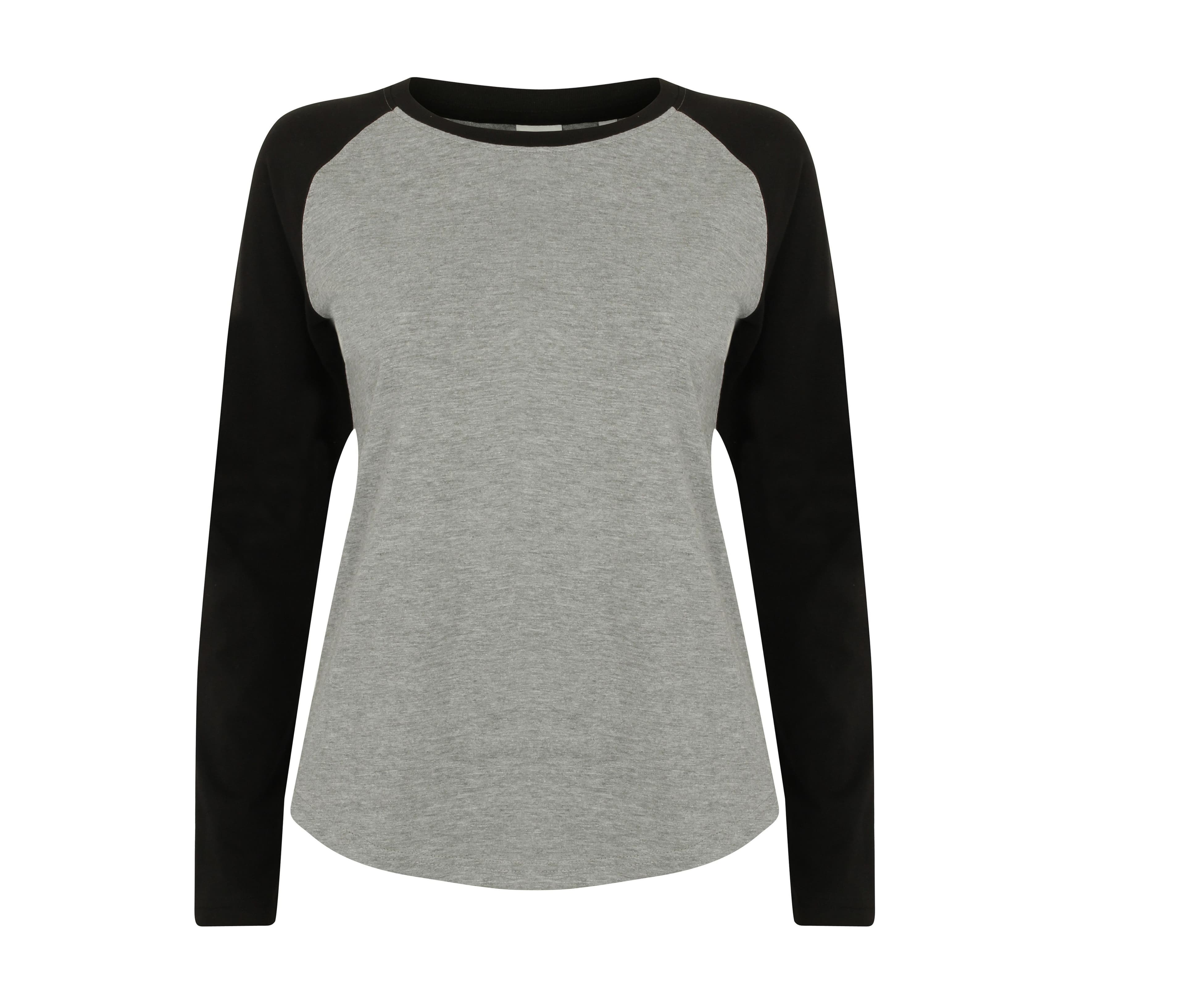 Tee-shirt baseball manches longues femme HEATHER GREY/BLACK