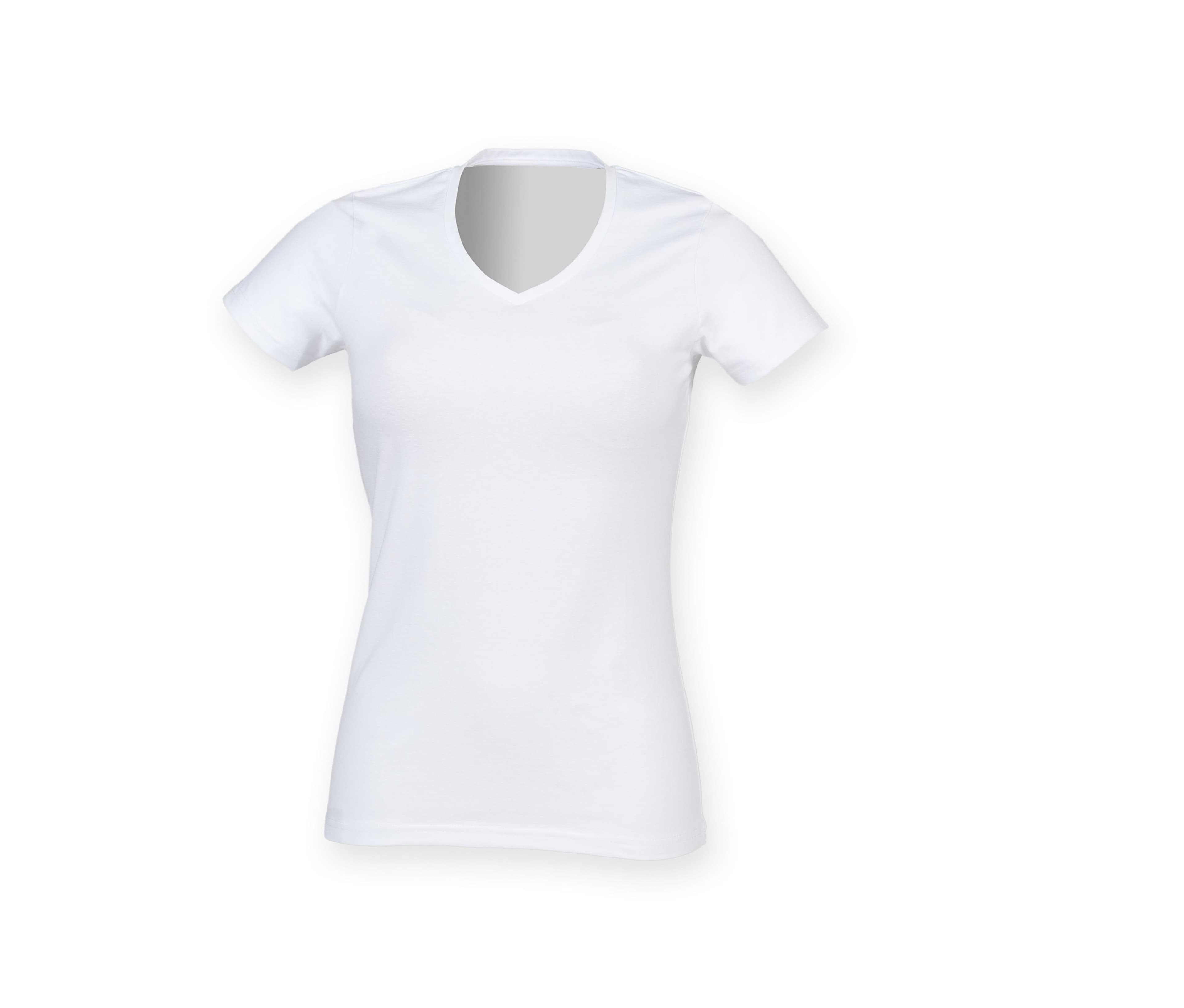 Tee-shirt stretch col V femme WHITE