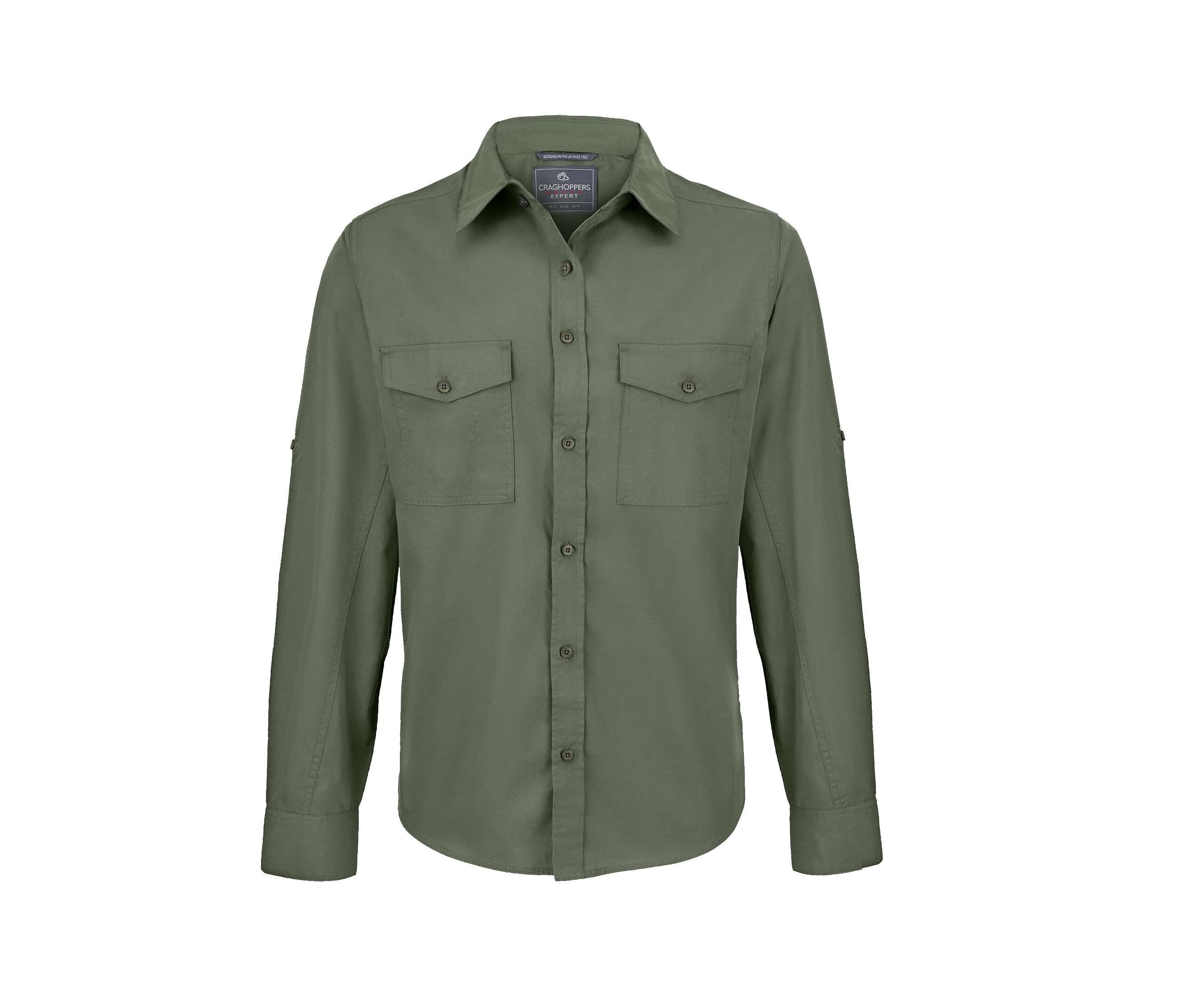 Chemise manches longues en polyester recyclé DARK CEDAR GREEN