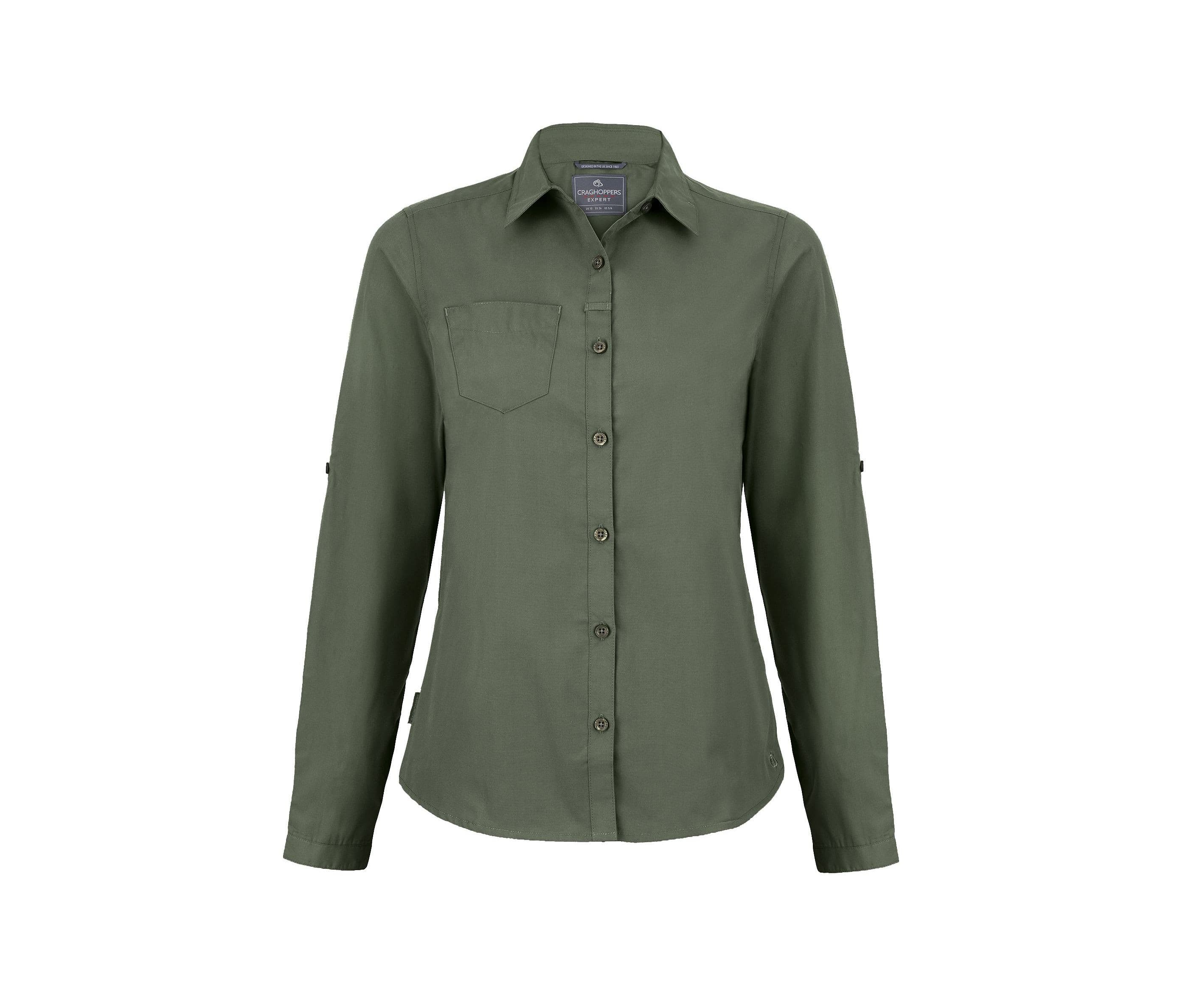 Chemise manches longues en polyester recyclé femme DARK CEDAR GREEN