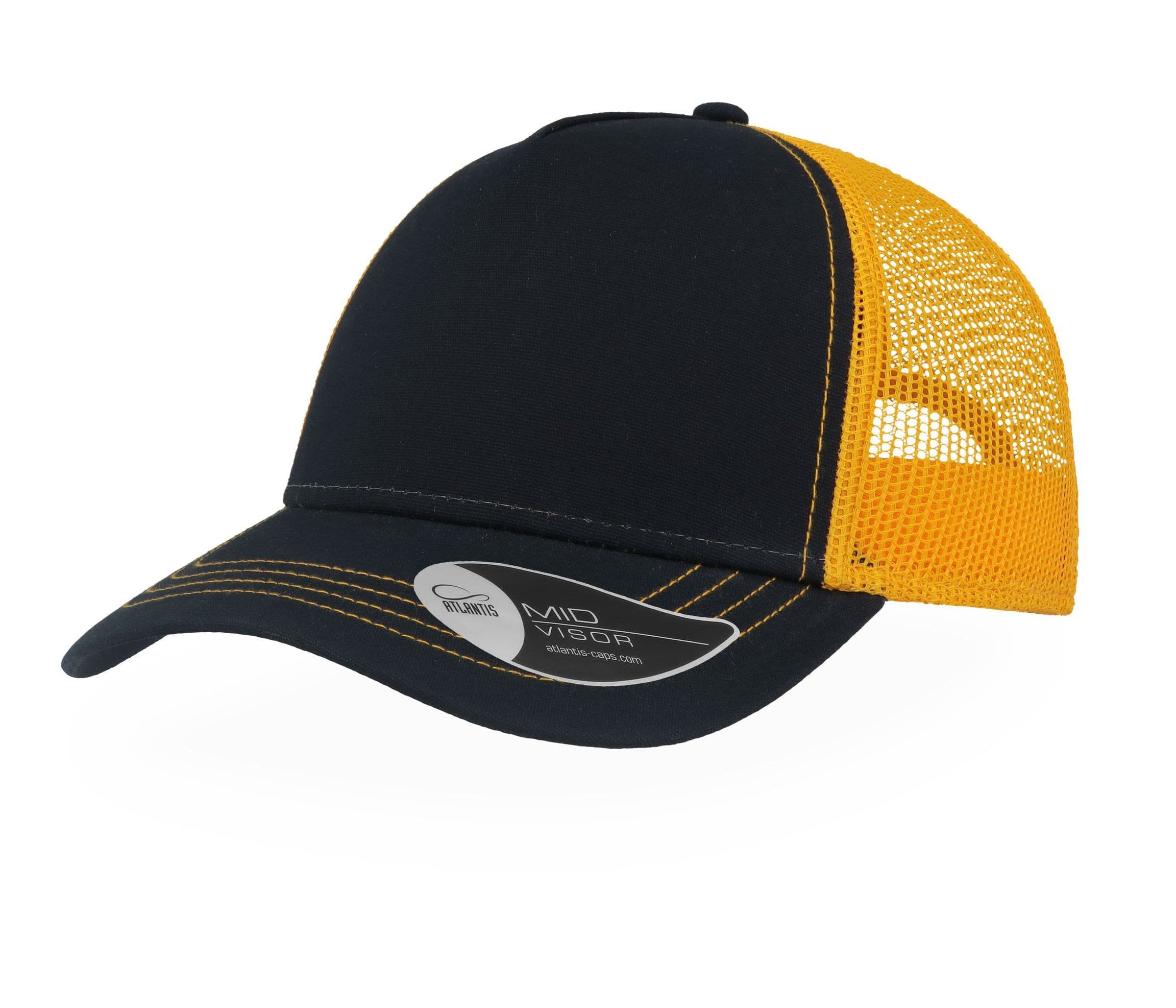 Casquette Rapper en coton canvas NAVY/YELLOW